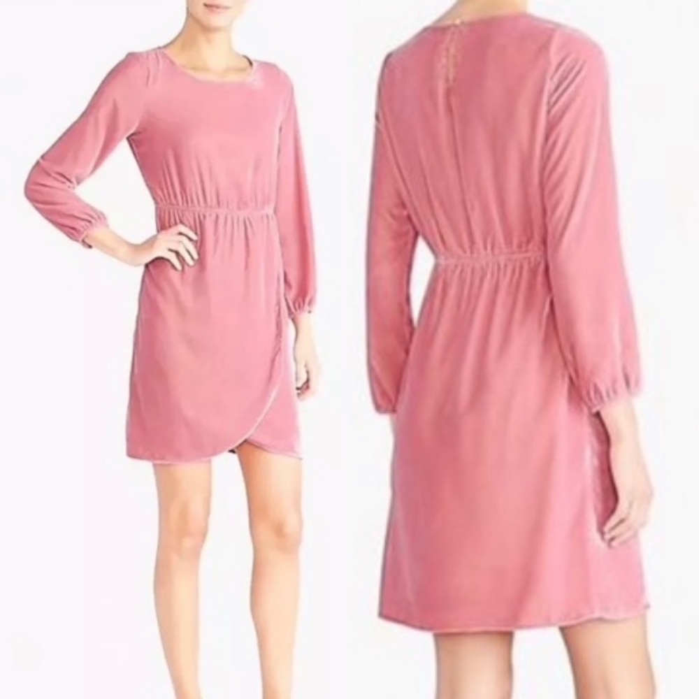 J. Crew Factory Velvet Tulip Hem Dress Pink Sz 4